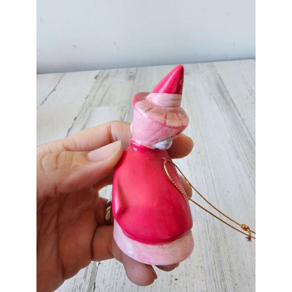 Vintage ceramic flora fairy sleeping beauty godmother red pink ornament Xmas tre - Picture 3 of 8